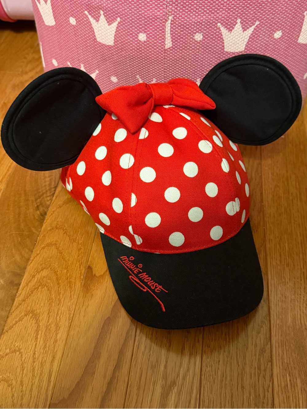 Kids Minnie Mouse Red Polka Dot Ear Cap with Bow Disneyland